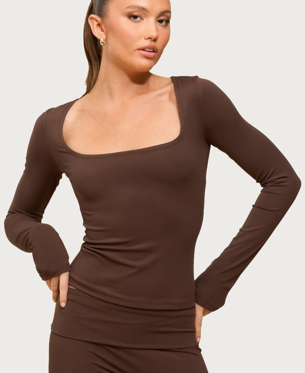 Edikted Women's Hayden Square Neck Long Sleeve Top