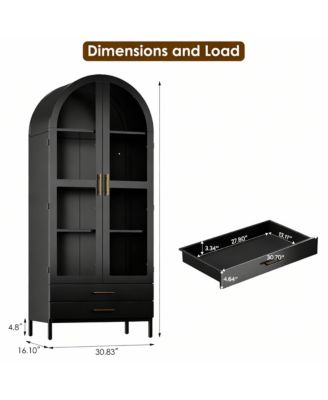 Arched Glass Cabinet for Home Office, Easy Assembly