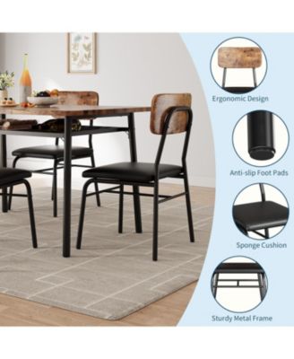 Dining Table for 2 with Storage Rack Small Kitchen Table for 2 with Metal Frame Square Table with Upholstered Chairs