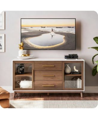 Console Table with Glass Doors