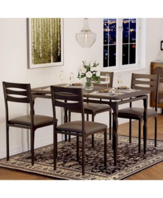 5 Piece Dining Table Set Industrial Style Dining Table and Chairs Set for 4 Kitchen Table Set for Dining Room Kitchen Apartment