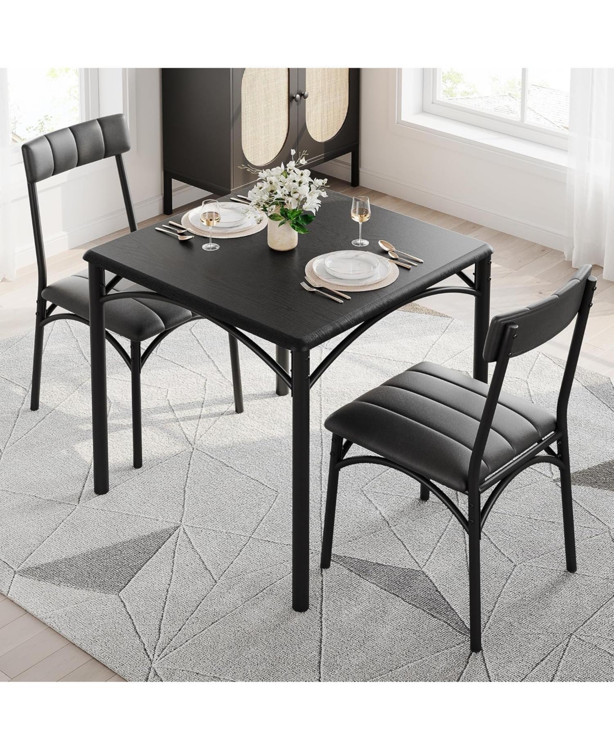 gaomon Dining Table Set for 2 Kitchen Table and Chairs for 2 with Upholstered Chairs 3 Piece Dining Room Table Set Square Kitchen Table Set