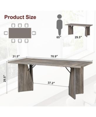 Dining Room Table 6 70.9 Inch Rectangular Kitchen Table Dining Room Furniture with Sturdy Frame Thickened Long Tabledesk and Dinner Desk