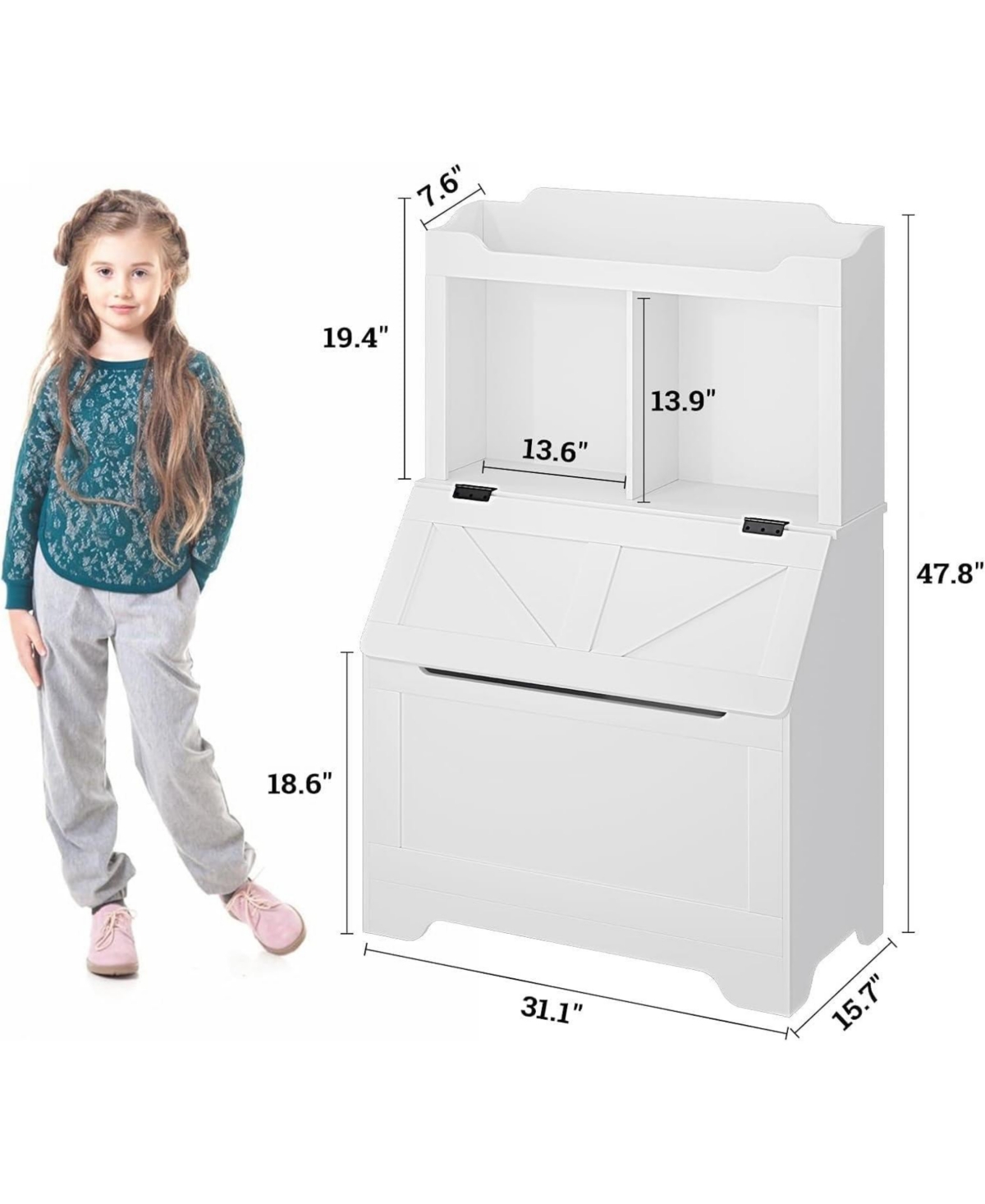 gaomon 3-Tier Wooden Kids Bookcase and Toy Storage Organizer – Child-Friendly Flip-Top Lid Chest, Versatile Playroom, Bedroom, Nursery