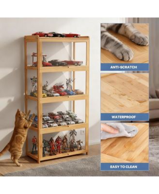 Bamboo 4-Tier Space-Efficient, Dust-Resistant, Easy Assembly Curio Cabinet for Collectibles