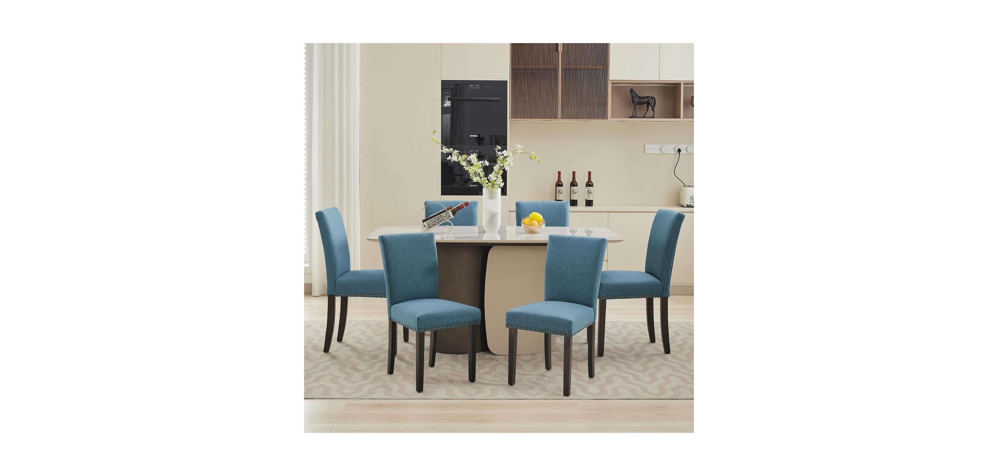 gaomon Upholstered Dining Chairs Set of 6, Fabric Parsons Chairs with Nailhead Trim, Modern Accent Chairs for Kitchen