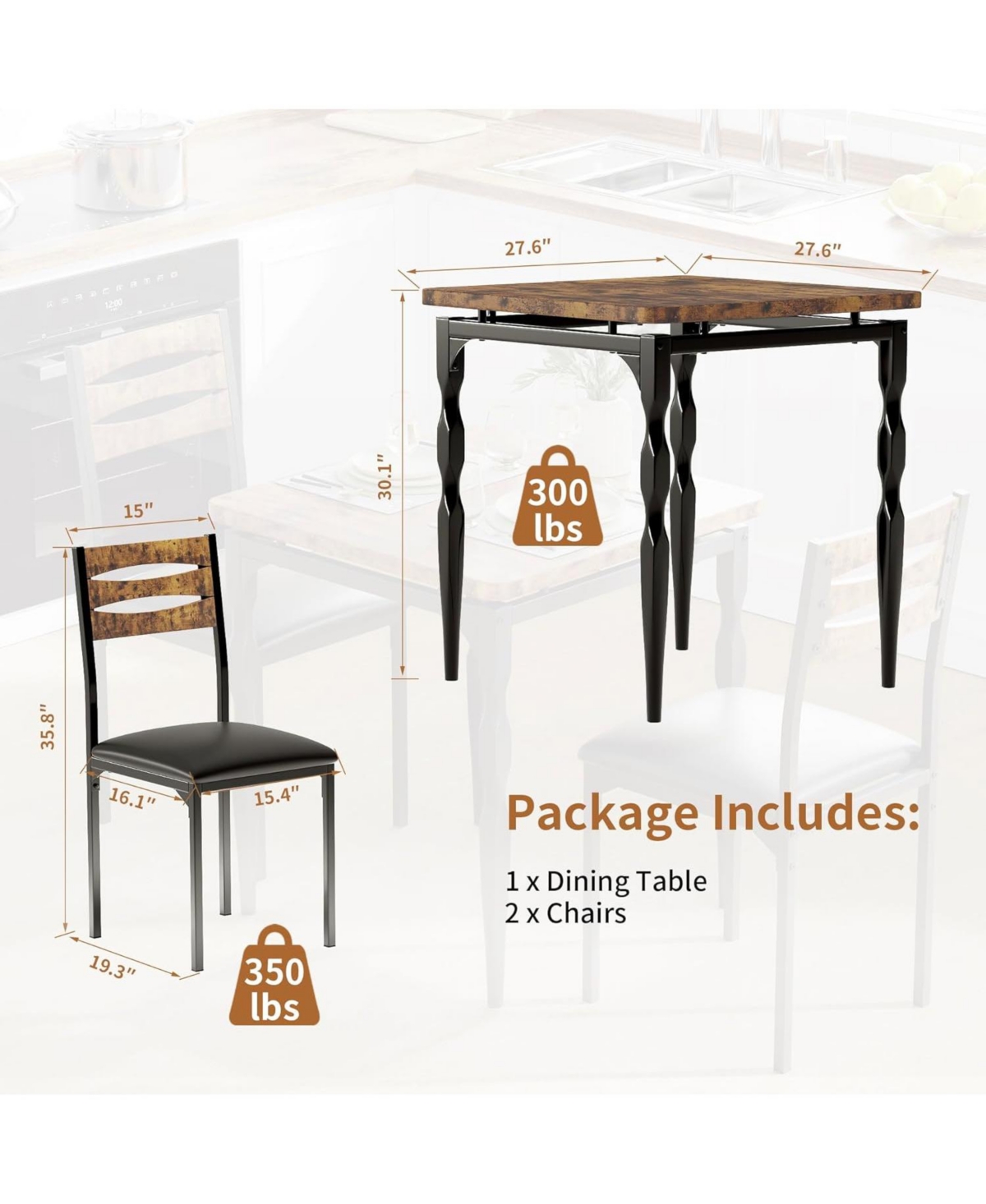 gaomon Dining Table Set for 2 Dining Table and Chairs Set of 2 3 Piece Dining Table Set with Spiral Table Legs for Small Spaces Kitchen Apartment