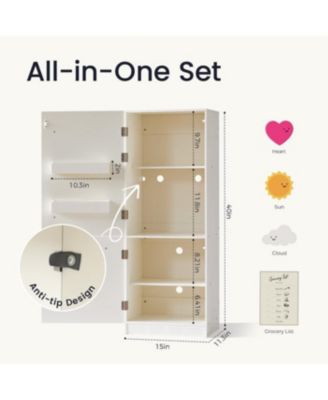 Play Kitchen Accessories – Play Kitchen Fridge: Wooden Cabinet Refrigerator for Kids