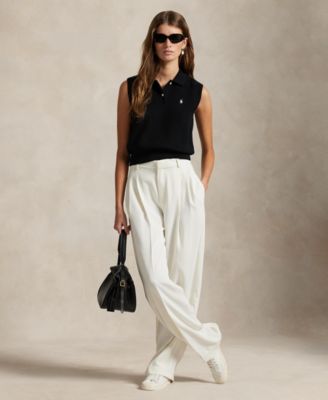 Women's Ribbed Collar Sleeveless Sweater