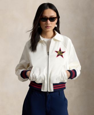 Women's Spread Collar Long-Sleeve Bomber Jacket