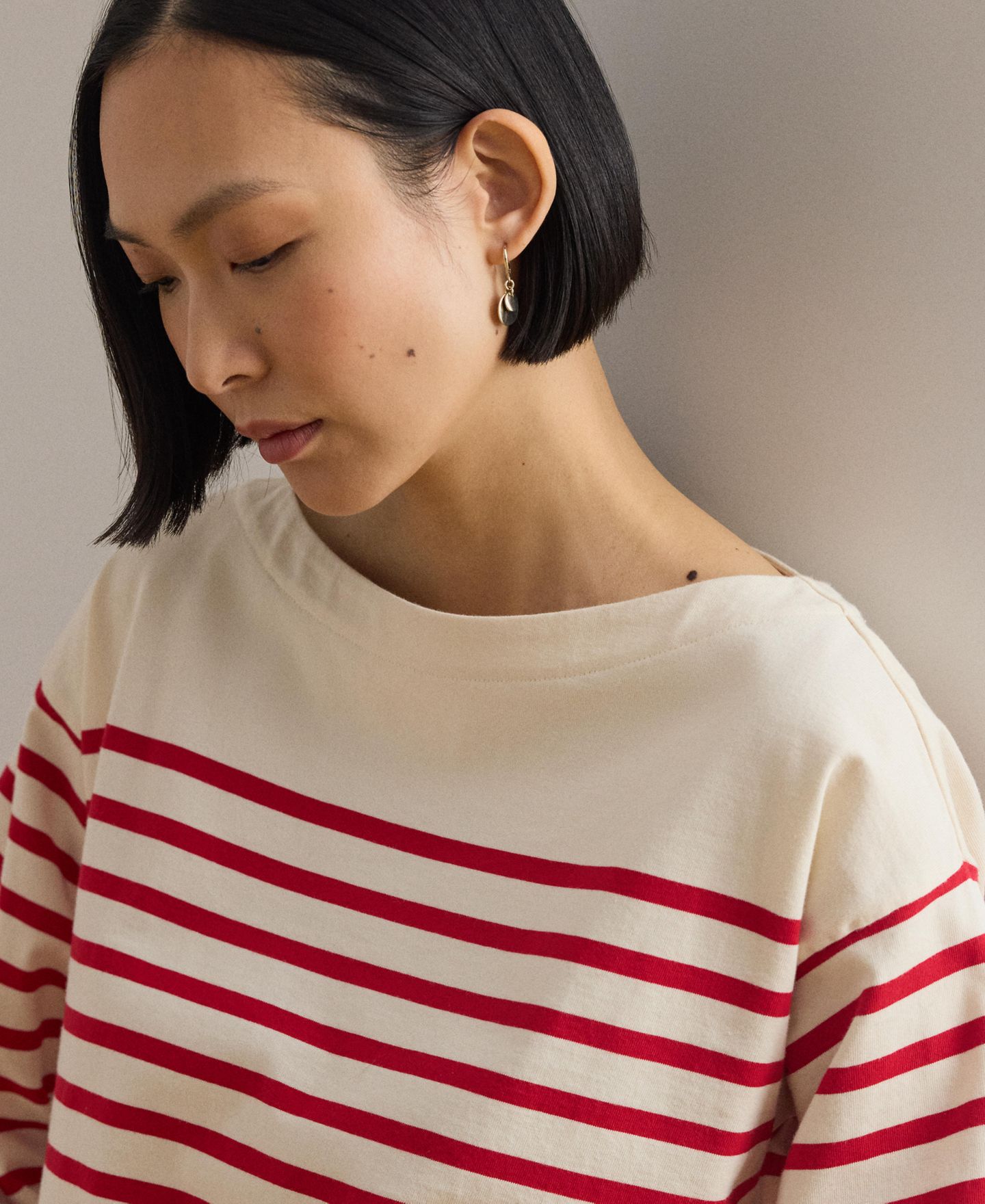 Женский топ Lauren Ralph Lauren Boat Neck Long-Sleeve Top, цвет: Кремовый / Красный — фото 5