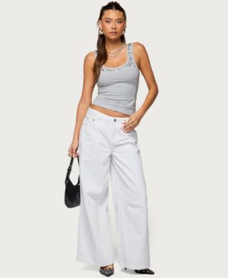 Women's Studded Built In Bra Tank Top