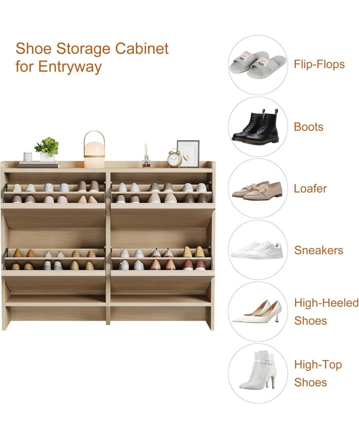 gaomon Wooden Shoe Cabinet with Flip Drawers – Adjustable Shelf Shoe Organizer, Hidden Freestanding Shoe Storage for Entryway, Hallway
