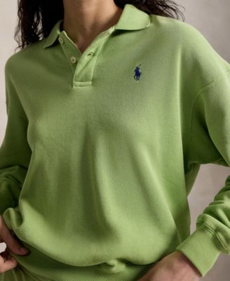 Women's Lightweight Fleece Long-Sleeve Polo Sweatshirt