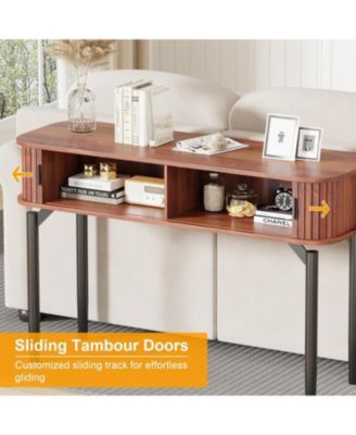 47" Entryway Table with Fluted Slide Doors, Console Table with Storage Space, Sofa Table Narrow Long for Living Room, Hallway, Front Hall