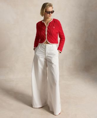 Women's Crewneck Buttoned Placket Cropped Cardigan