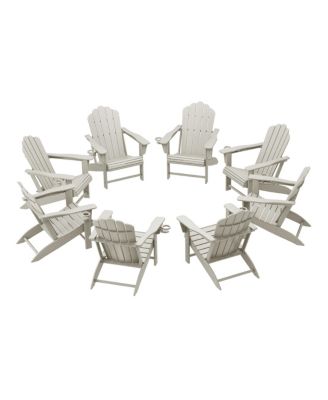 Set of 8 Outdoor Patio HDPE Adirondack Chairs with Cup Holders