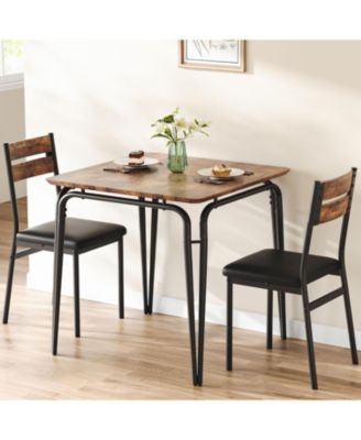3 Piece Dining Table Set for 2 – Small Square Table with 2 Chairs, Space Saving Dinette Set for Kitchen, Dining Room & Small Apartments