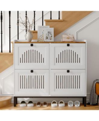 Shoe Storage Cabinet with 4 Flip Drawers, Space-Saving Shoe Organizer with Adjustable Shelves for Entryway, Bedroom