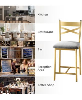 Bar Stools Set of 4 Kitchen Barstools with Footrest and Back PU Leather Counter Height Bar Stools with Footrest Bar Charis