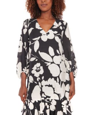 Women's Printed Blouson-Sleeve Shift Dress
