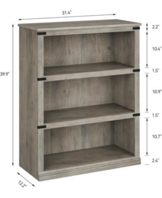 3-Tier Farmhouse Bookcase – Wooden Bookshelf with Open Display Shelves and Storage, Freestanding Home Office, Living Room, Bedroom Furniture.