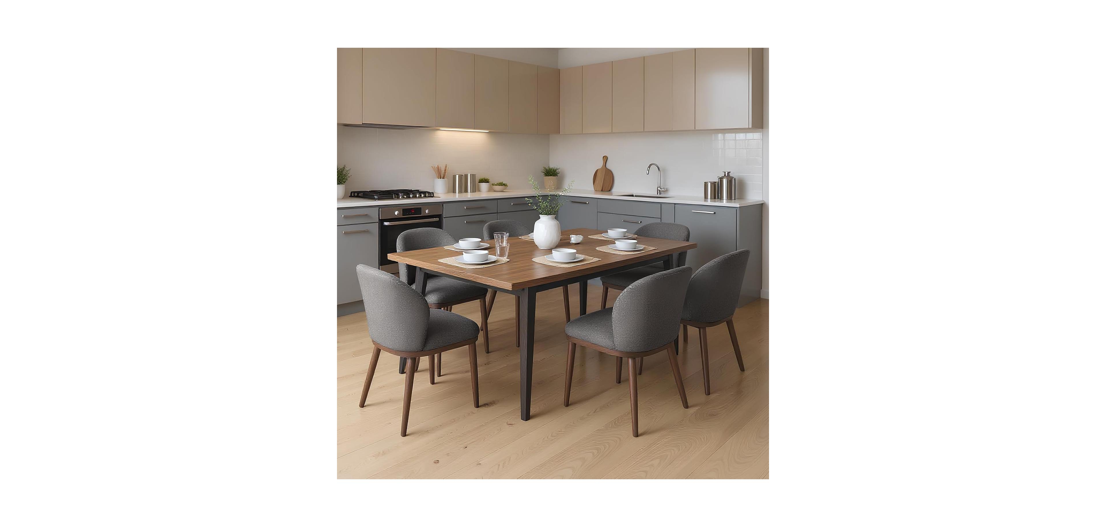 gaomon Dining Chair Set of 6, Modern Upholstered Kitchen Chairs with Ergonomic Back Support and Wood Legs