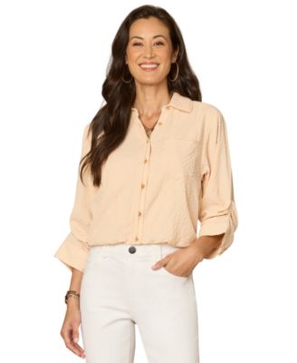Women's Bubble Hem Collar Shirt
