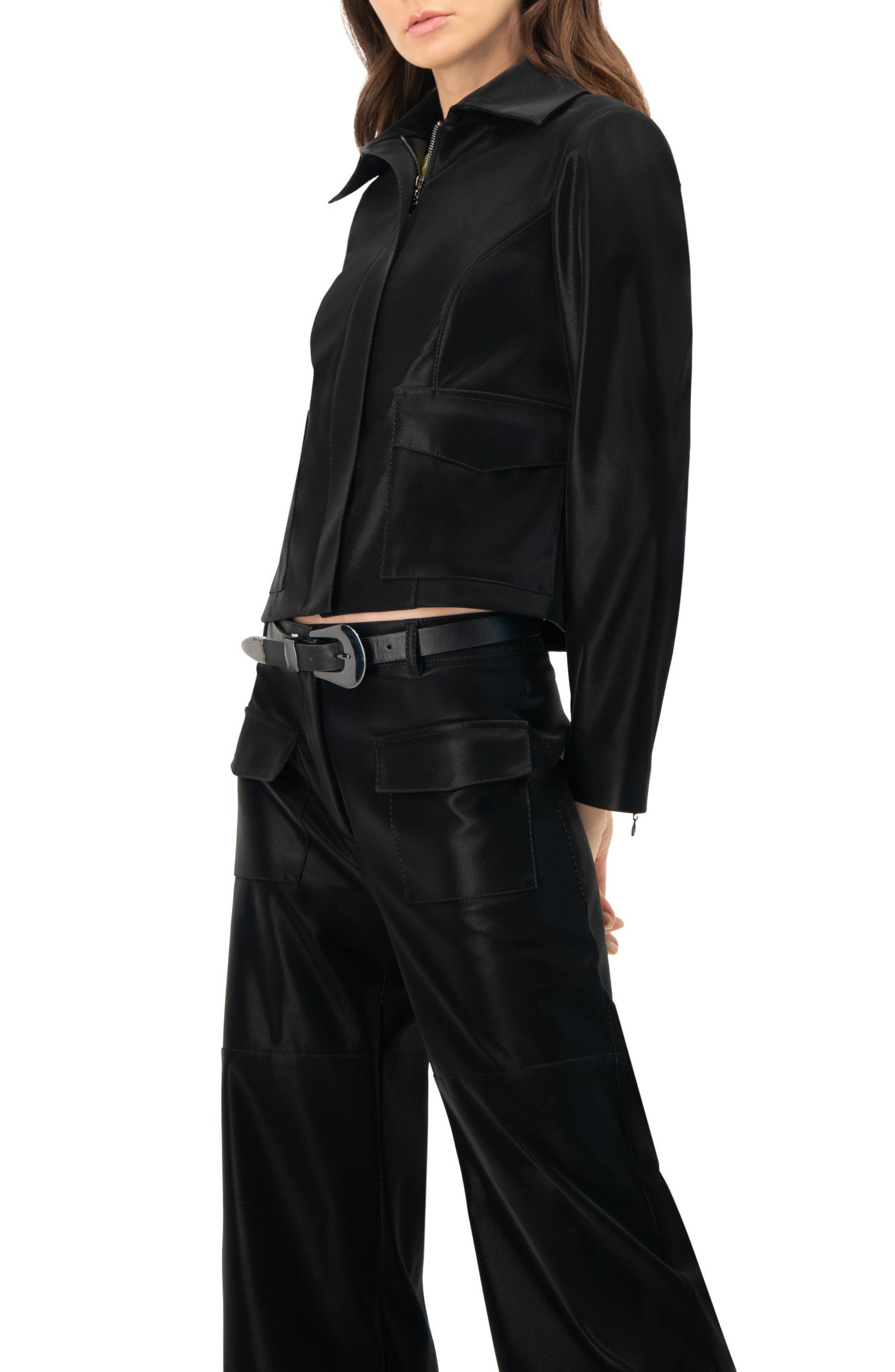 Women's High Shine Biker Jacket
