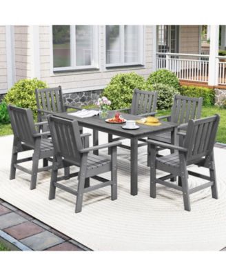 7 Pieces Patio Dining Set Outdoor HDPE Weather Resistant Table & Chairs Set