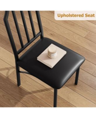 Glass Dining Table Set for 4, 5 Piece Kitchen Table and Chairs with Chamfer Design and Cushioned Seats for Small Spaces