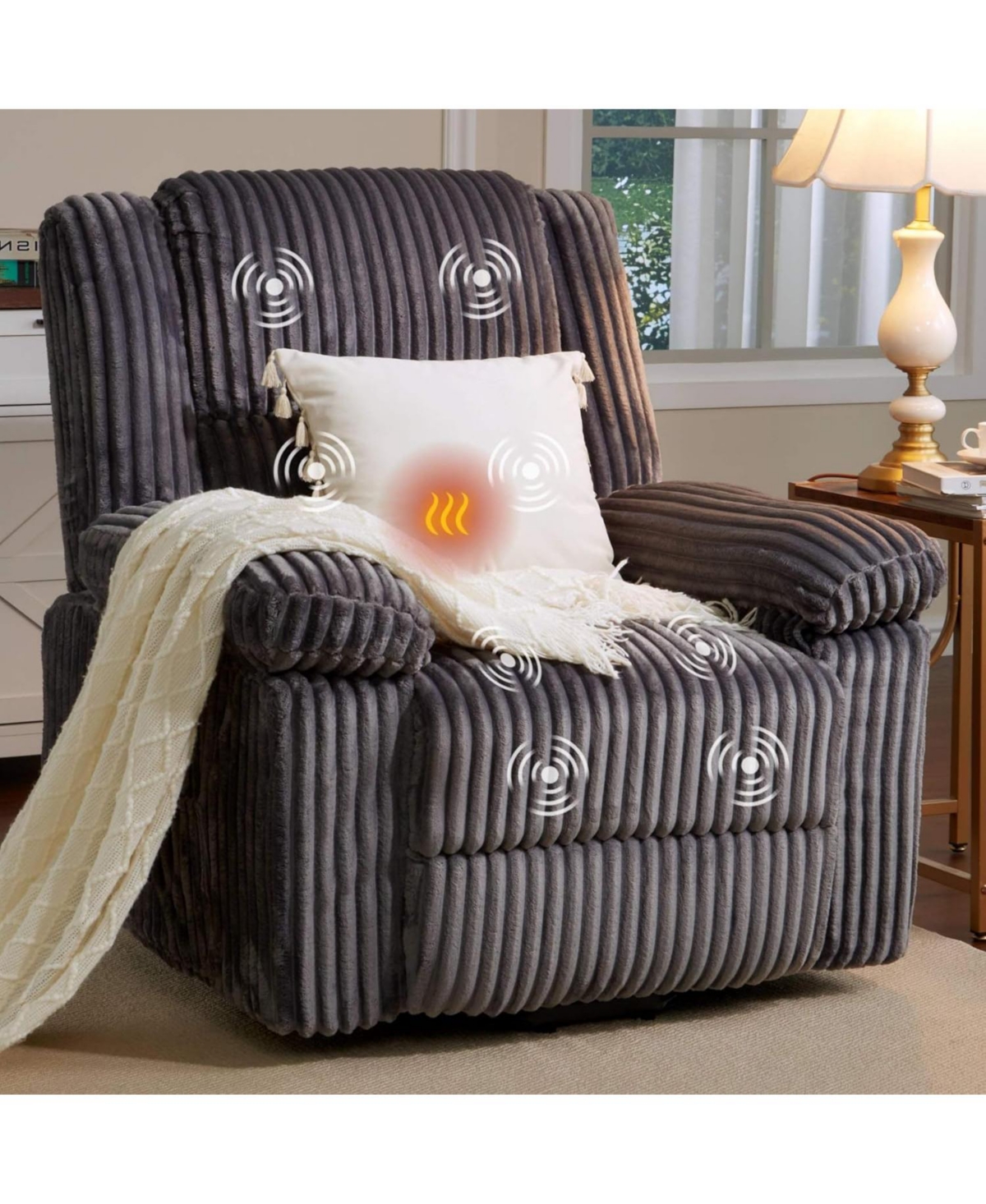 gaomon Power Lift Recliner Chair - Heat and Massage, Electric Lift Plush Recliner with Soft Padded Seat, Back Support & Armrests