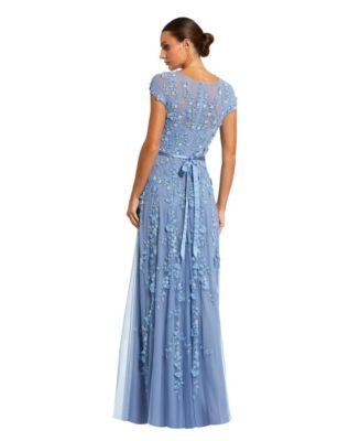 Petite Floral Embellished Cap Sleeve Gown