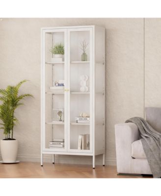 Tempered Glass Sturdy Steel Frame 3-Side Display Cabinet