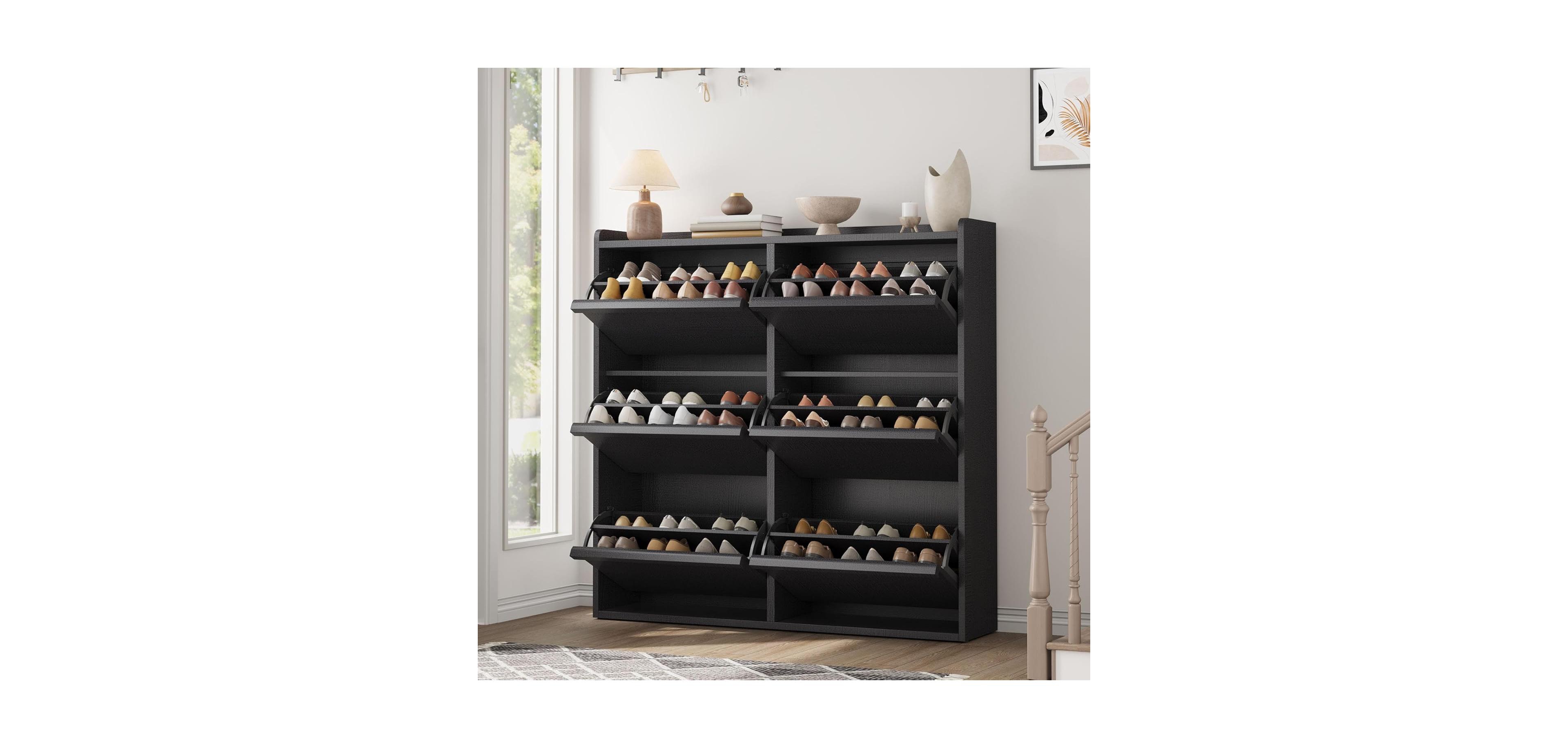 gaomon Wood Hidden 6 Drawer Flip Shoe Cabinet with Adjustable Shelves