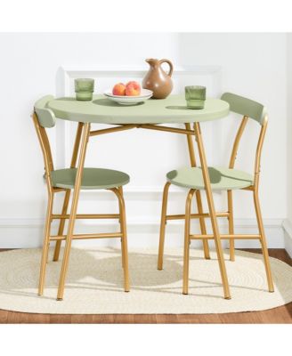 3-Piece Oval Dining Table Set, Modern Small Kitchen Dinette w/ 2 Chairs