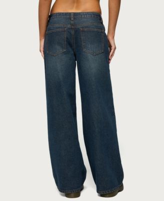 Women's Heart Pockets Low Rise Baggy Jeans
