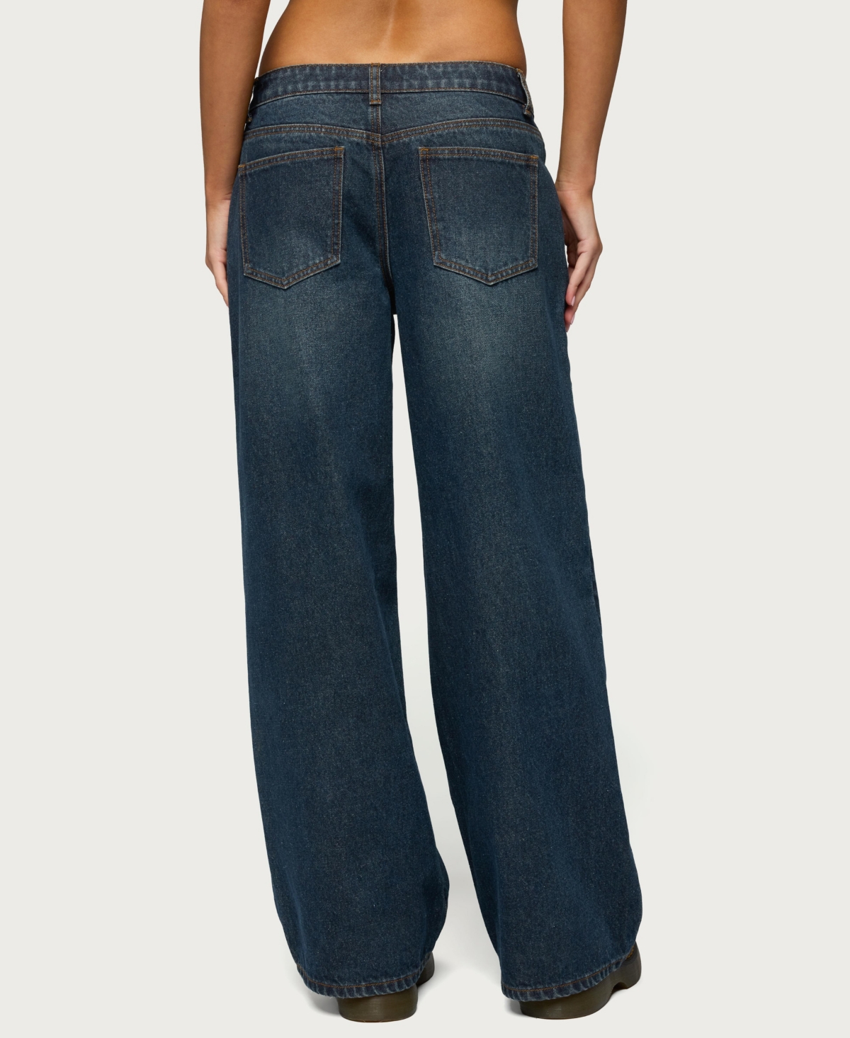 Edikted Women's Heart Pockets Low Rise Baggy Jeans