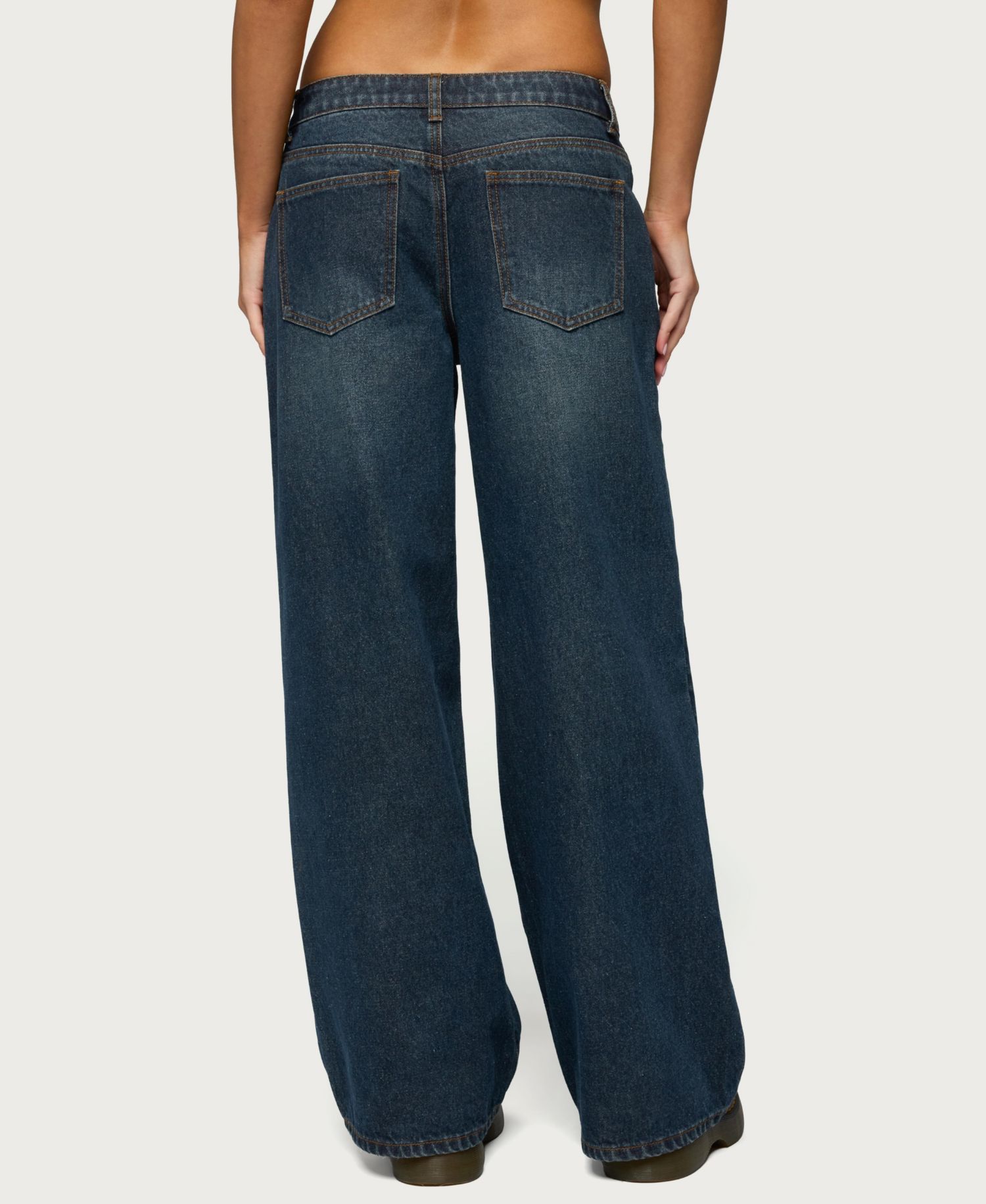 Women's Heart Pockets Low Rise Baggy Jeans
