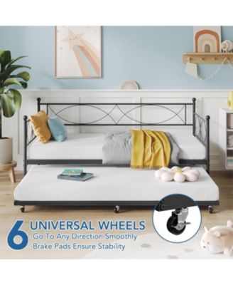 Twin daybed with Trundle, Metal Twin Daybed and Trundle Set, Day Bed Sofa Bed Frame with Steel Slat Support.