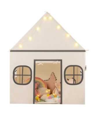 Large Kids Playhouse Tent with Door Curtain, Windows, Star Lights