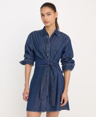 Women's Denim Wrap Shirt Dress, Regular & Plus Size
