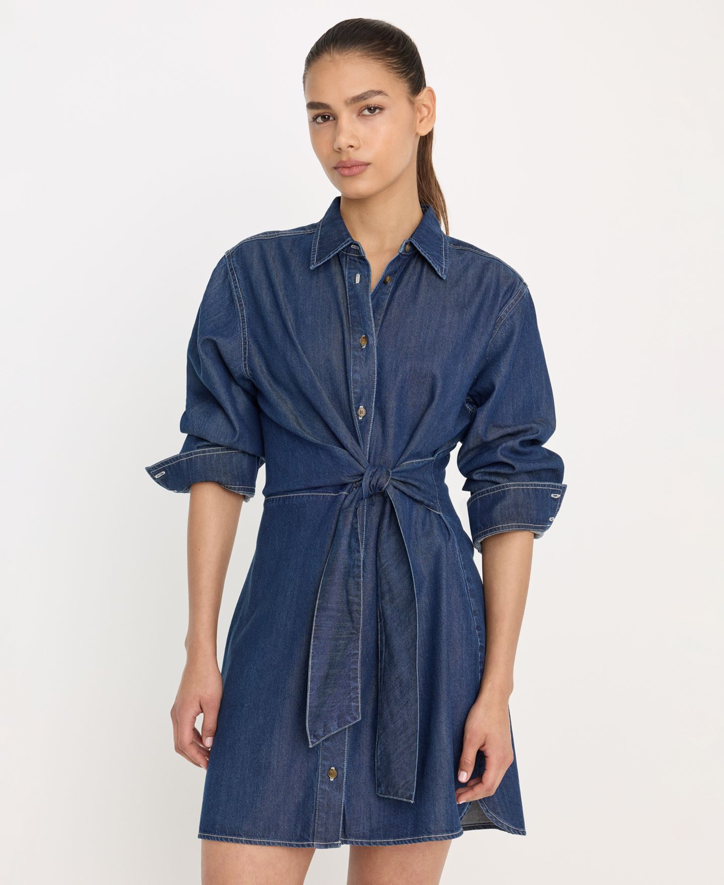 Женское платье Good American Denim Wrap Shirt Dress, Regular & Plus Size, цвет: Индиго — фото 2