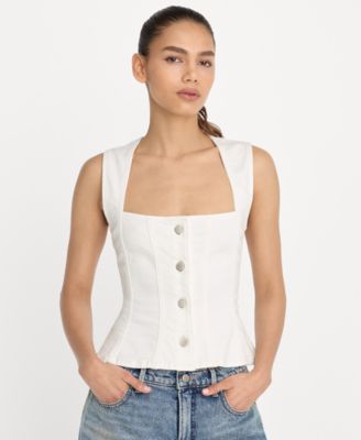 Women's Button-Front Peplum Top