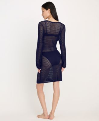 Women's Plunge Neck Crochet Mini Dress, Regular and Plus