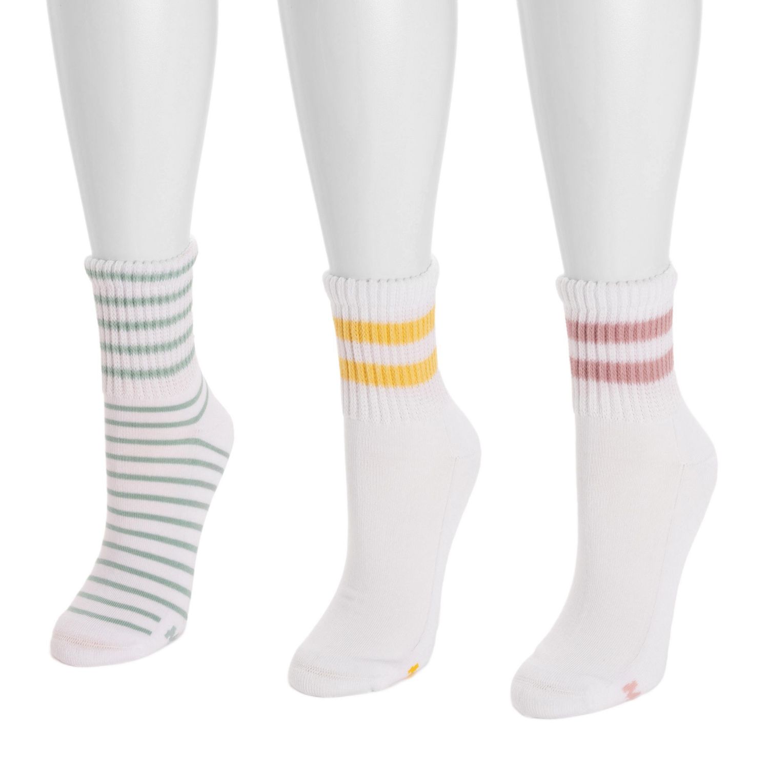Women's Cotton Quarter Crew Socks with Wide Rib Cuff, 3 Pair Pack
