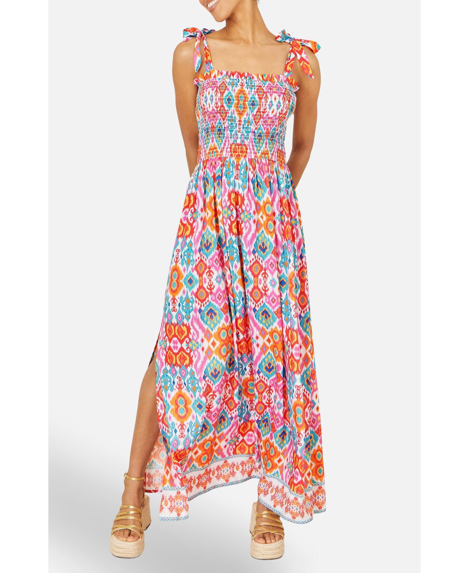 Women's Ikat Print Maxi Sun Dress