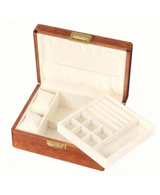 Solid Wood Jewelry Box with Lock for Watches, Earrings, Rings, Necklaces