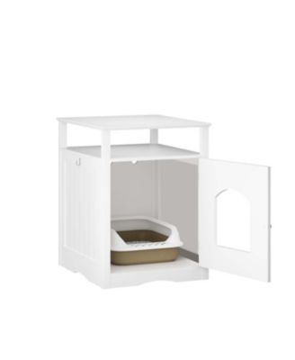 Modern Cat Litter Box Furniture: Enclosed Wooden Cabinet with Storage Shelf, Discreet Side Table for Living Room