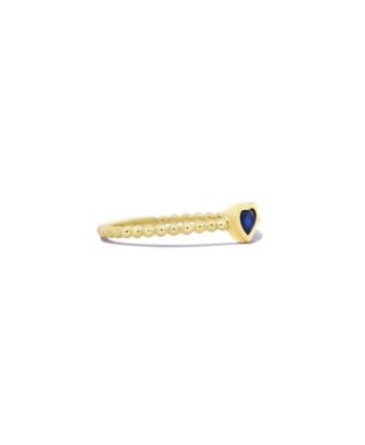 Blue Sapphire Bezel Heart Ring 14K Gold